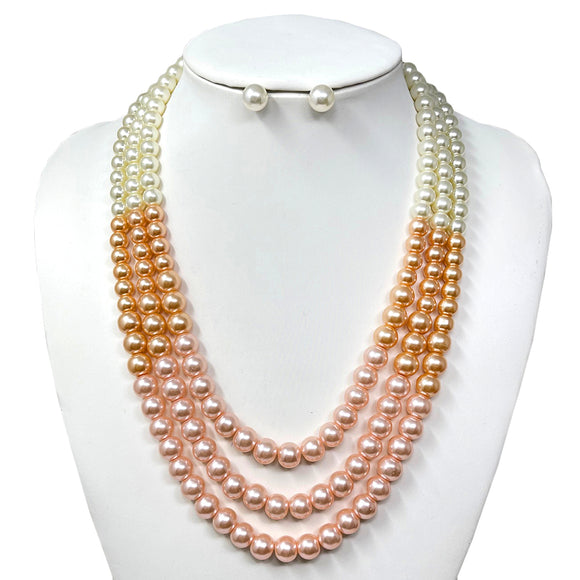 MIX COLOR PEARL NECKLACE SET ( 10833 GPK )