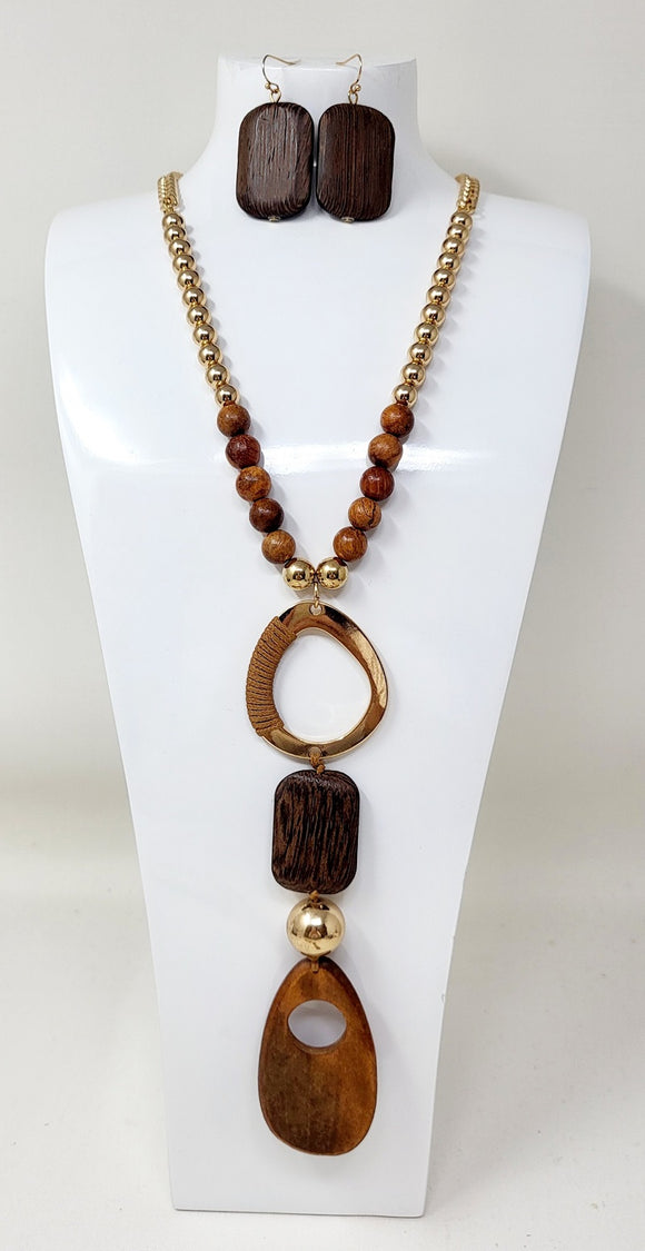 GOLD BROWN NECKLACE SET ( 10836 GBR )