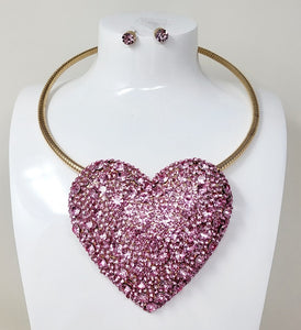 CHOKER HEART NECKLACE SET ( 10860 GPK )