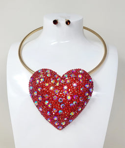 CHOKER HEART NECKLACE SET ( 10860 GRD )