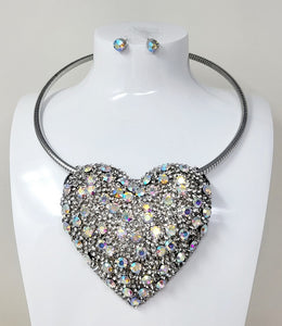 CHOKER HEART NECKLACE SET ( 10860 RAB )