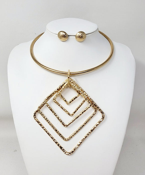 GOLD CHOKER NECKLACE SET ( 10869 G )