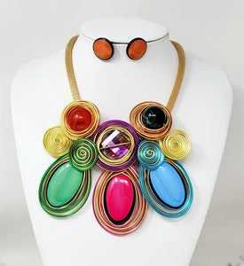 METAL COIL NECKLACE SET SPIRAL MULTICOLOR ( 10881 GMT )