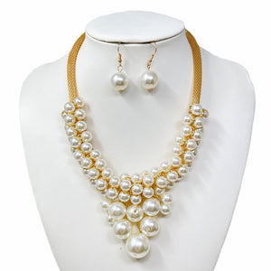 GOLD PEARL NECKLACE SET ( 10887 GCR )