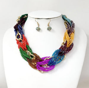 GOLD DARK MULTICOLOR NECKLACE ( 10889 DMT )
