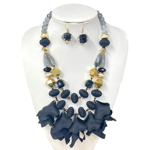 GOLD BLACK NECKLACE SET ( 10910 GBK )