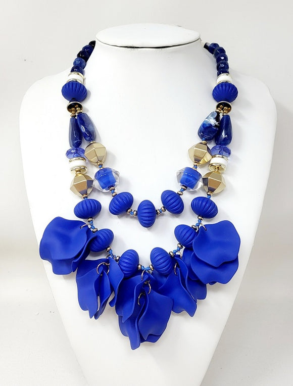 MATTE FLOWER NECKLACE SET ( 10910 GRB )