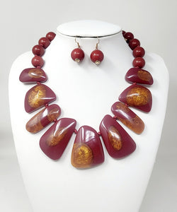 ACRYLIC NECKLACE SET ( 10919 RD )