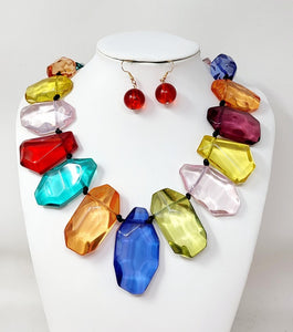 MULTI COLOR CHUNKY NECKLACE SET ( 10927 GMT )