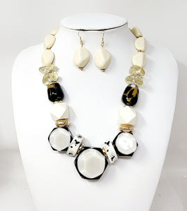 WHITE STONE NECKLACE SET ( 10933 GIV )