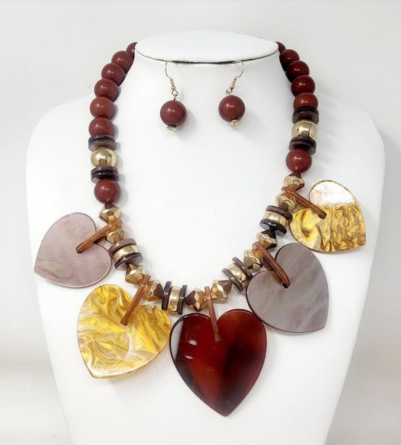 HEART SHAPE NECKLACE SET ( 10936 GBR )