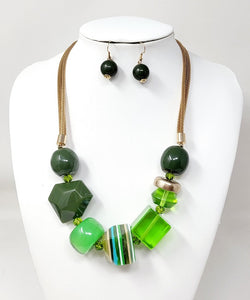 GOLD GREEN NECKLACE SET ( 10940 GGR )