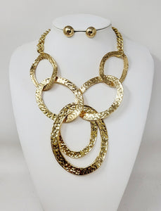 METAL RING NECKLACE SET ( 10955 G )