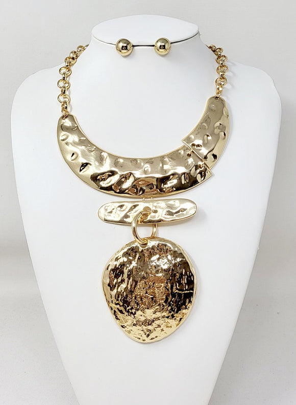 GOLD METAL NECKLACE SET ( 10957 G )