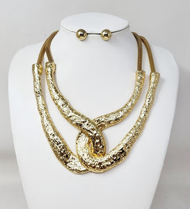 GOLD METAL NECKLACE SET ( 10971 G )