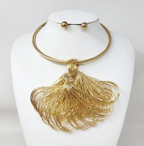 GOLD CHOKER NECKLACE SET ( 10979 G )