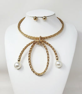 GOLD PEARL NECKLACE SET ( 10996 GCR )