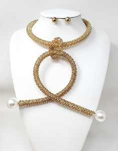 GOLD PEARL NECKLACE SET ( 10997 GCR )