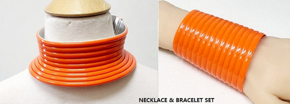 ORANGE BRACELET NECKLACE SET ( 11012 OR )