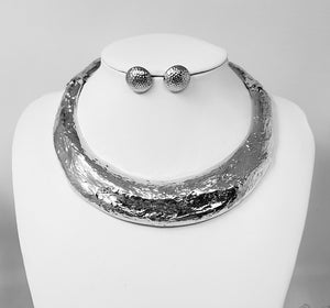 SILVER CHOKER NECKLACE SET ( 11020 R )