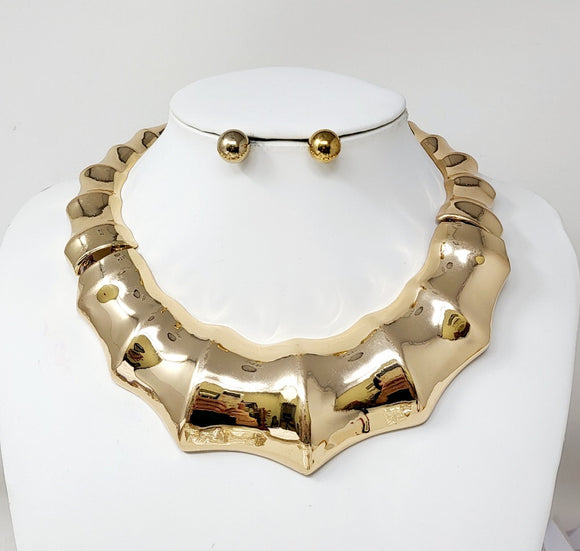 GOLD CHOKER NECKLACE SET ( 11022 G )