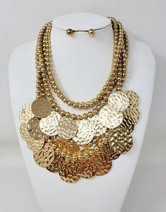 GOLD BALL DISC NECKLACE SET ( 11058 G )