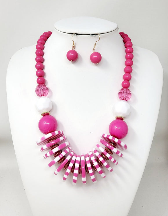 GOLD FUCHSIA NECKLACE SET ( 11158 GFU )