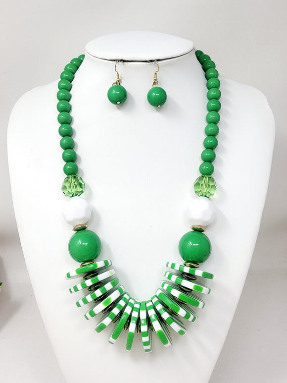 GOLD GREEN NECKLACE SET ( 11158 GGR )