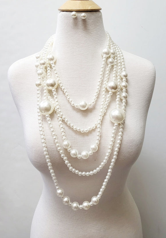 LARGE GOLD CREAM PEARL NECKLACE ( 11176 GCR )