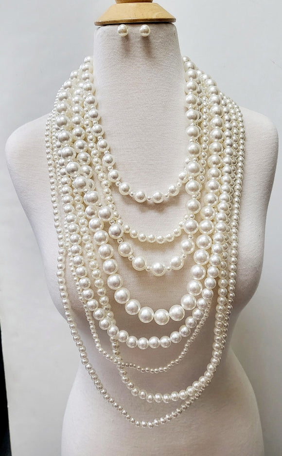 LARGE GOLD CREAM PEARL NECKLACE ( 11180 GCR )