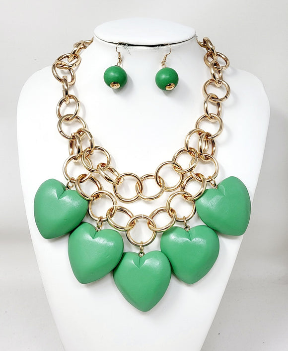 GOLD WOOD HEART NECKLACE ( 11189 GGR )