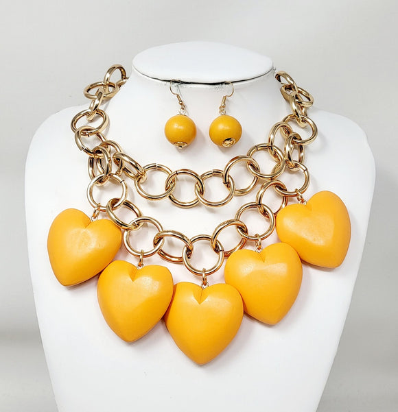 GOLD WOOD HEART NECKLACE ( 11189 GOR )