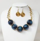 GOLD NECKLACE BALL BLACK ( 11203 GBK )