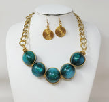 GOLD NECKLACE BALL GREEN ( 11203 GGR )