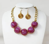 GOLD NECKLACE BALL RED ( 11203 GRD )