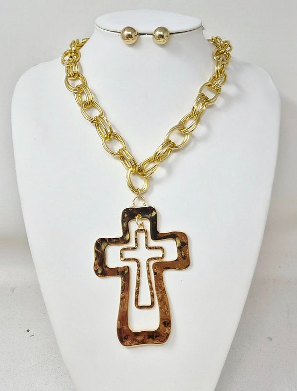 GOLD CROSS NECKLACE ( 11208 G )