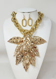 GOLD LEAF NECKLACE SET ( 11229 G )