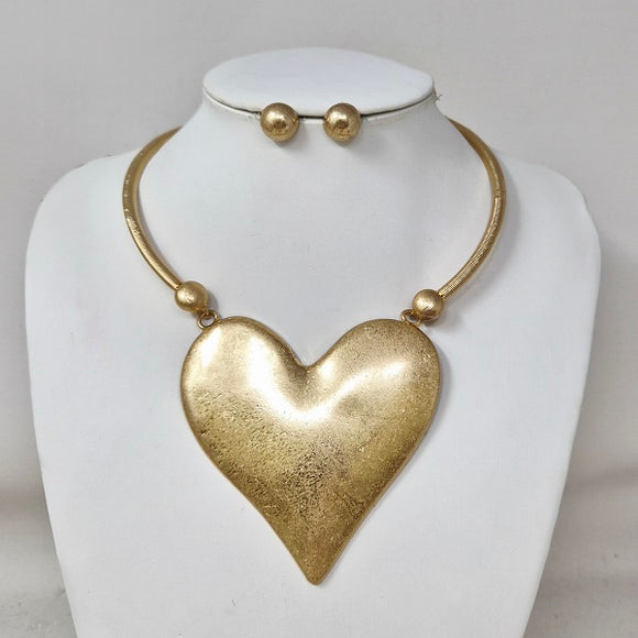 LARGE MATTE GOLD NECKLACE SET ( 11270 MG )