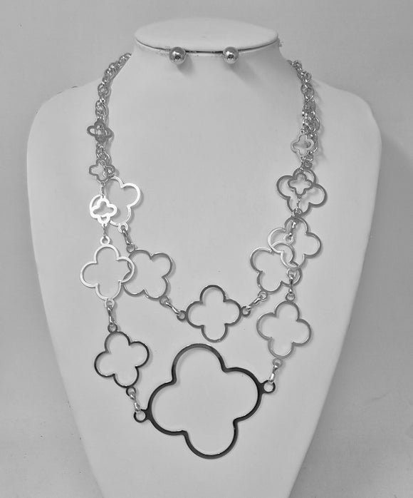 FASHION SILVER CLOVER NECKLACE (JN11338 R) – Ohmyjewelry.com