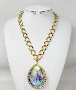 GOLD AB STONE NECKLACE SET ( 30134 GAB1 )