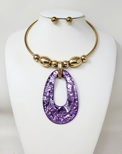 GOLD PURPLE NECKLACE SET ( 30141 GPU )