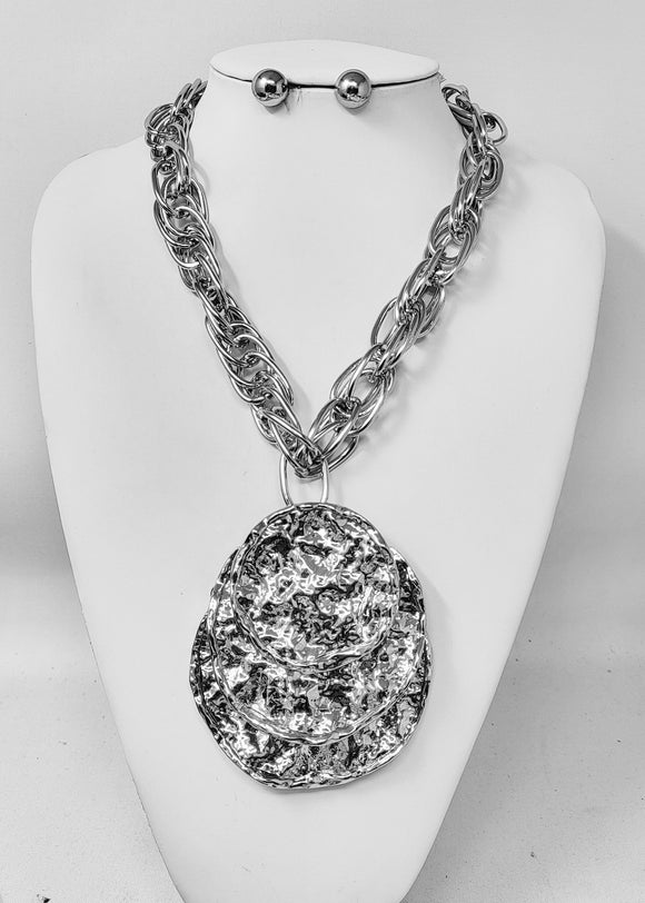 SILVER MULTICOLOR NECKLACE SET ( 30156 R )