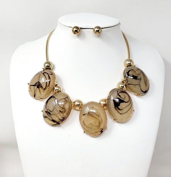 GOLD NECKLACE SET STONES ( 31043 GBR )