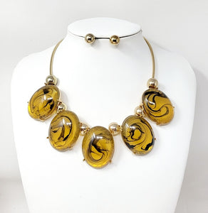 GOLD NECKLACE SET STONES ( 31043 GYE )