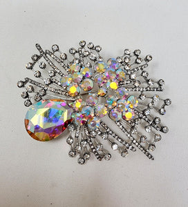 SILVER BROOCH AB CLEAR STONES ( 10007 RCL )