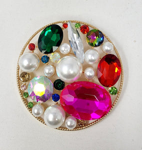 ROUND BROOCH MULTICOLOR STONES ( 10016 GMT )