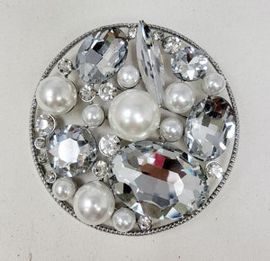 ROUND BROOCH CLEAR STONES ( 10016 RCL )