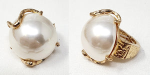 GOLD CREAM PEARL STRETCH RING ( 10047 GCR )