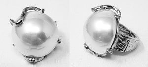 SILVER WHITE PEARL STRETCH RING ( 10047 RWH )