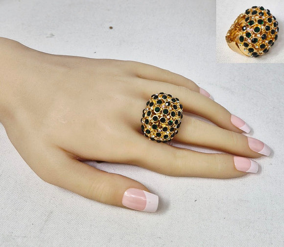 GOLD GREEN STONE STRETCH RING ( 10055 GGR )